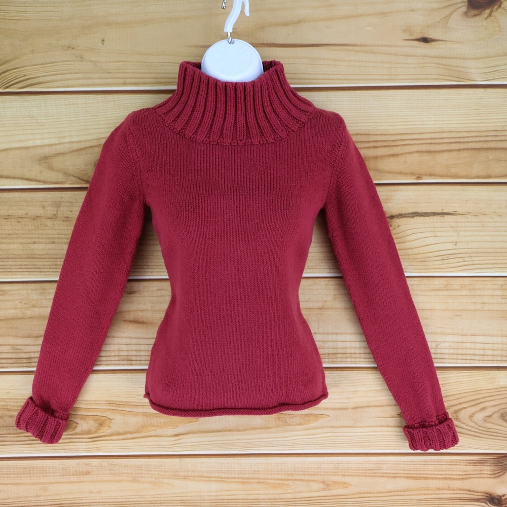 Tommy Bahama Sweater Womens S Maroon‎ Wool High Neck Stretch Soft Cuffed Sleeves